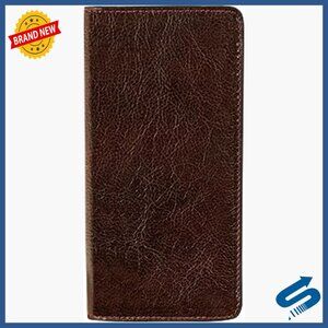 Italian Leather Bifold Wallet with Checkbook Pocket, Slim Design